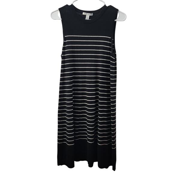 Autumn Cashmere Dresses & Skirts - Autumn Cashmere‎ 100% Cashmere Breton Stripe Sleeveless Swing Dress In Coal S